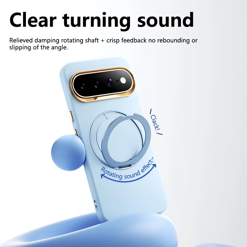 360 Rotating Bracket Liquid Silicone for Magsafe Phone Case for Google Pixel 11 10 Pro XL 10A Magnetic Wireless Charging Cover