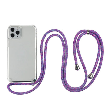 Crossbody Necklace Cord Lanyard Transparent Phone Case For iPhone 16 15 13 Pro Max 12 11 7 8 Plus X XR XS Strap Hang Rope Cover