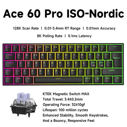 MCHOSE ACE 68 Magnetic Switch Gaming Keyboard Hall Effect Rapid Trigger Programmable RGB 8K Hz DKS/MT/TGL/RS/SOCD Keyboard