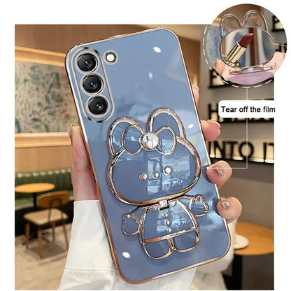 Mirror Plating Phone Holder Case For Samsung Galaxy S23 S20 S22 S21 S10 S9 S8 Note 10 20 8 9 Plus Ultra 5G S20 Fe Stand Cover