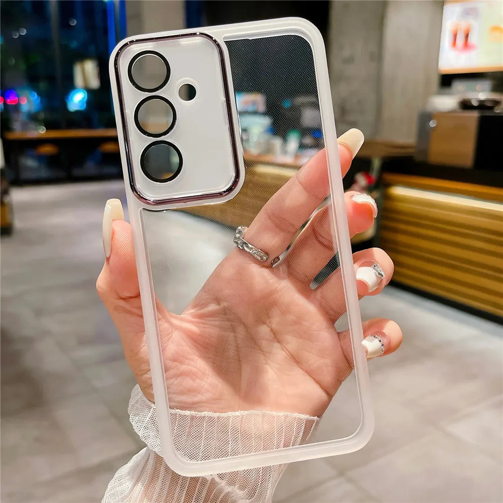 Phone Case For Samsung S23 Ultra S20 S21 FE S22 Plus M13 M33 M53 M14 M54 A31 Camera Protection Film Transparent Silicone Cover