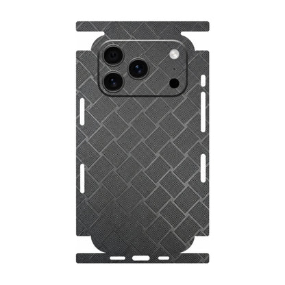 Diamond Texture Leather Back Skin for iPhone 17 16 15 14 13 Series Full Wrap Edge Rear Protective Film Sticker