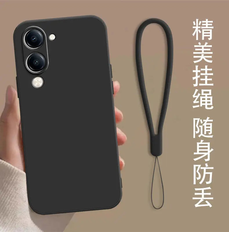 For VIVO Y29S Y19 5G Y04 Y19e 4G Case Simple Skin-friendly Silicone Lanyard Cover for VIVo Y29 s Anti-slip Shockproof Funda