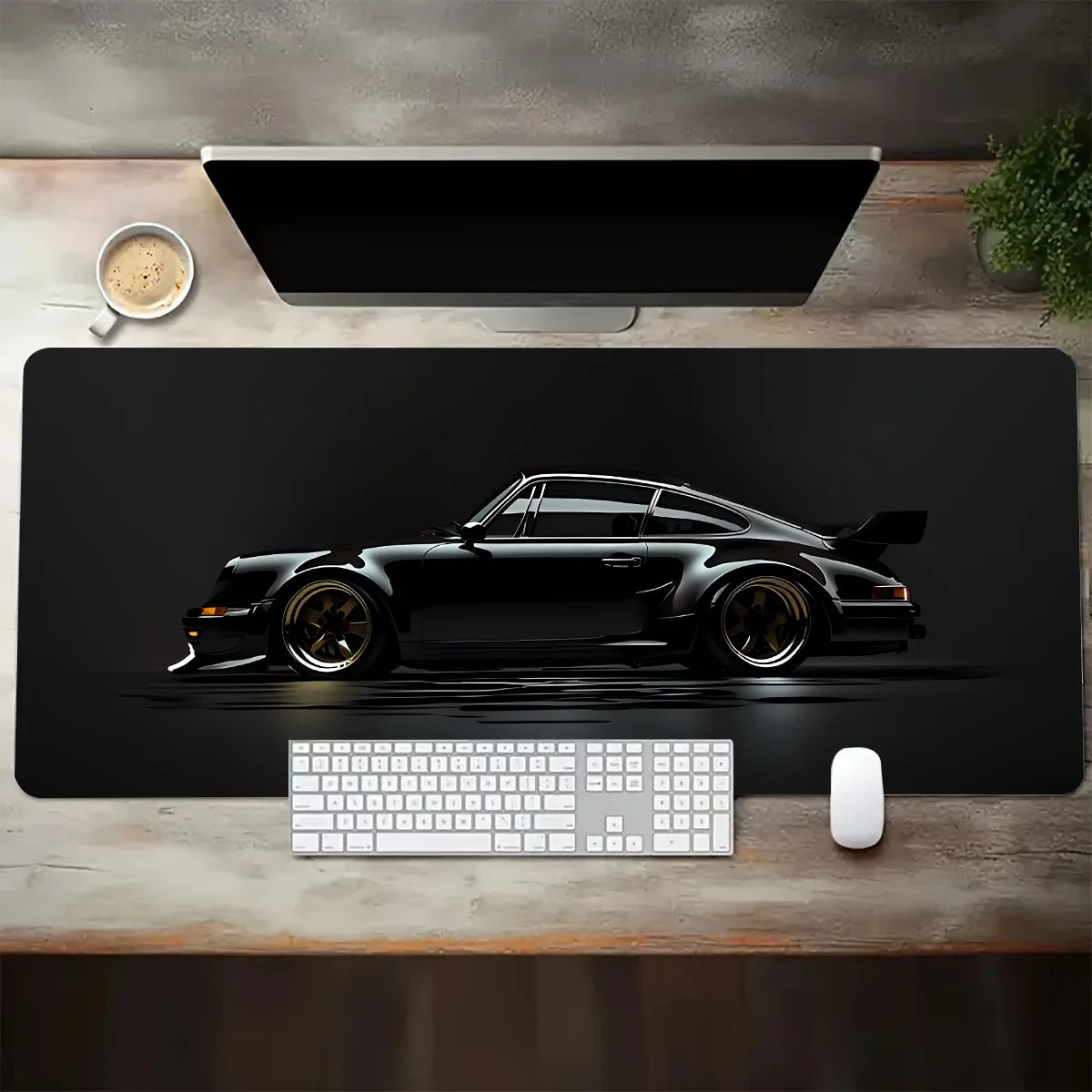 Large White Sports Car Design Gaming Mouse Pad Anti-Slip Rubber Base Extended Desk Mat for Gamer Office Use Computer Accessories