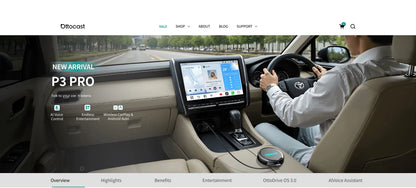 OTTOCAST P3 Pro Ai Box Wireless Carplay Android Auto Aadapter Ai Voice QCM 6225 Video Box for Benz Audi Kia Hyundai VW Toyota