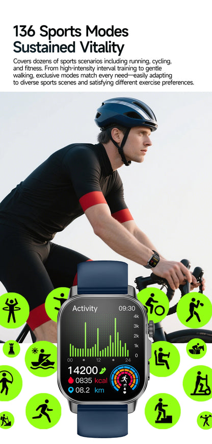 New Men Accurate Health Diagnosis ECG Smart Watch Blood Pressure Blood Oxygen Blood Fat Uric Acid Temp Bluetooth call Smartwatch