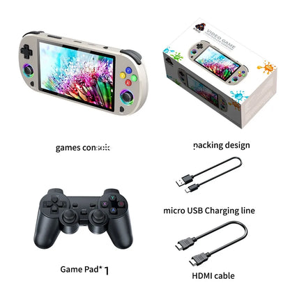 New 128GB M22 Pro Portable Pocket Retro Handheld Video Game Console 5.0 Inch IPS Screen 1920*1080 Display Support LINUX Emelec