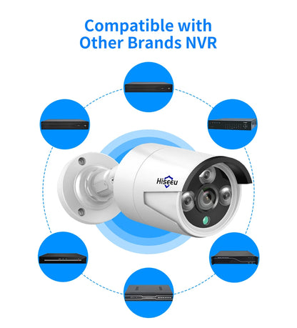Hiseeu 5MP Audio IP Security Surveillance Camera POE H.265 Outdoor Waterproof IP66 CCTV Camera P2P Video Home for POE NVR