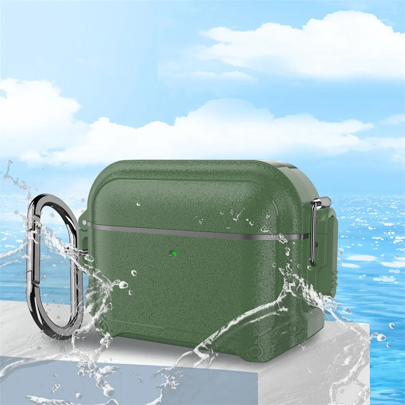 For AirPods 1/2/3/4, Pro & Pro 2 - Durable Waterproof Protective Case with Bluetooth Switch for Apple Earbuds
