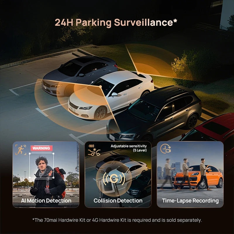 70mai A810S 4K Dash Cam IMX678 Dual HDR Supercapacitor 4G LTE Remote Control Wi-Fi 6 5GHz Voice Control GPS ADAS Car Camera