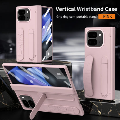 For Google Pixel 10 9 Pro Case Skin Friendly Folding Hinge with Elastic Wrist Band Screen Tempered Film Cover Pixel Fold 2 Stand