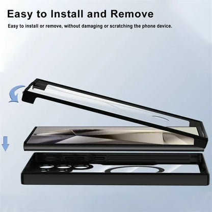 360° Full Shockproof Case for Samsung Galaxy S25 S24 S23 S22 S21 Ultra Plus FE Wireless Charging Transparent Cover
