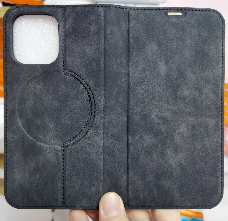 For Magsafe Wallet Leather Flip Case For iPhone 12 13 14 15 16 Pro Max mini Magnetic Wireless Charging Book Folio Cover