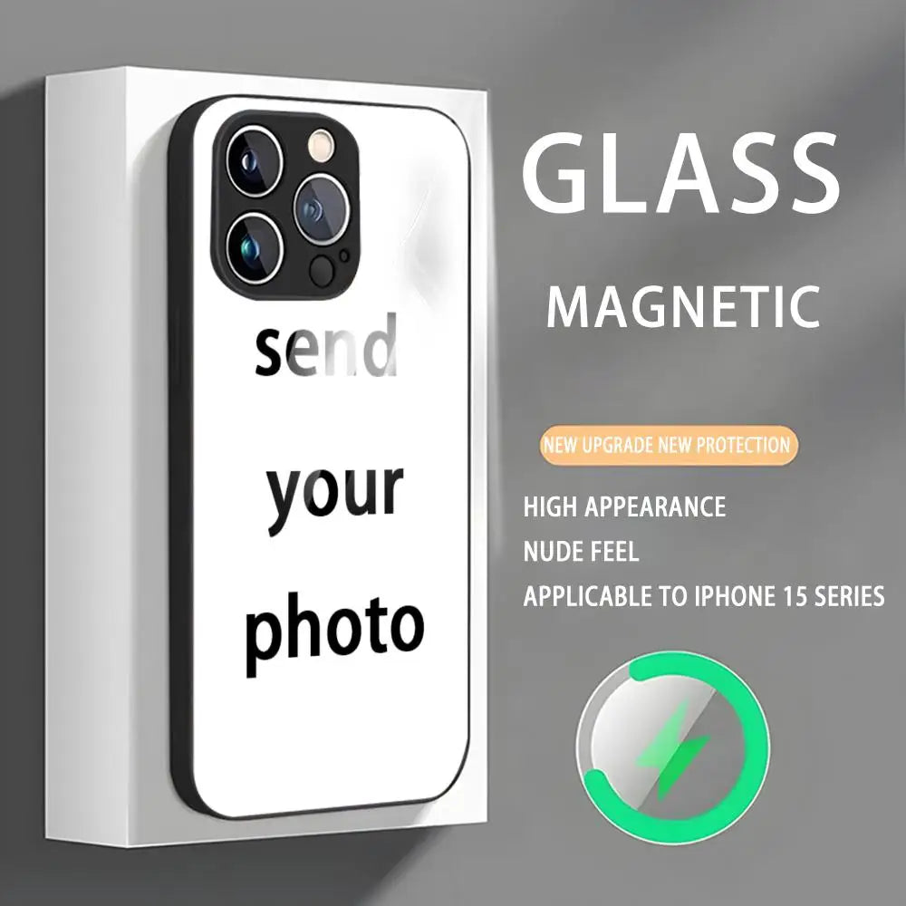 Customized DIY phone cases Phone Case For iPhone 16 15 14 13 12 11 X XR XS XSMAX 8 Plus Mini Pro Max Glass Magnetic Phone Case
