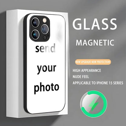 Customized DIY phone cases Phone Case For iPhone 16 15 14 13 12 11 X XR XS XSMAX 8 Plus Mini Pro Max Glass Magnetic Phone Case