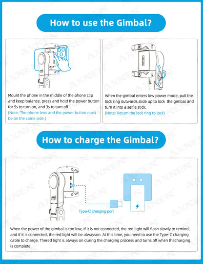 360 Rotation Following Shooting Mode Gimbal Stabilizer Selfie Stick Tripod Gimbal For iPhone Phone Smartphone Live Photography