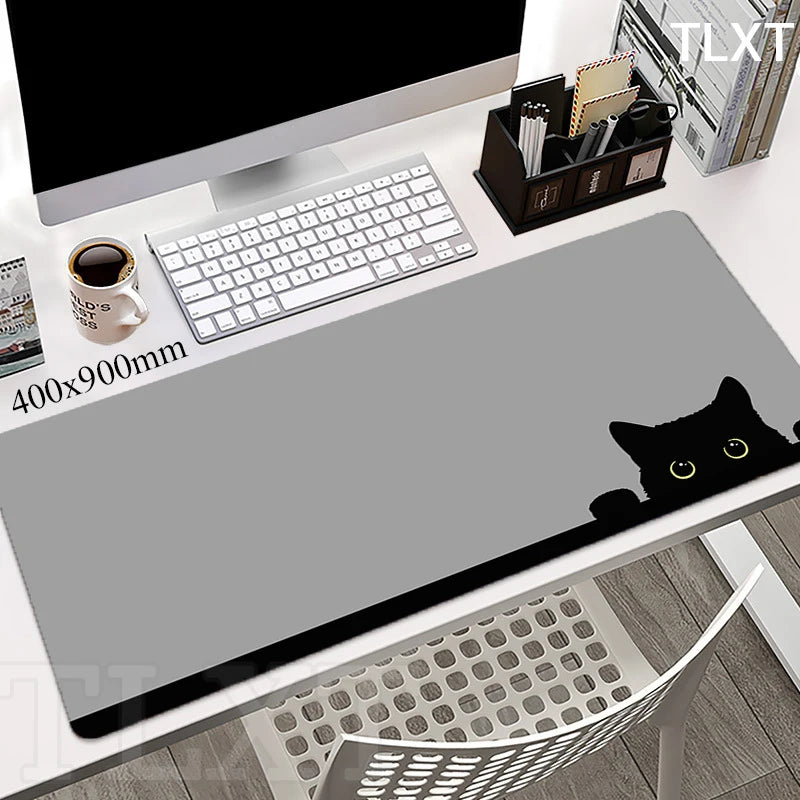 Cat Locking Edge Mouse Mats Cute Large Rubber Mouse Pad Gaming Mousepads Gamer Mousepad Black Desk Pads Office Keyboard Mat