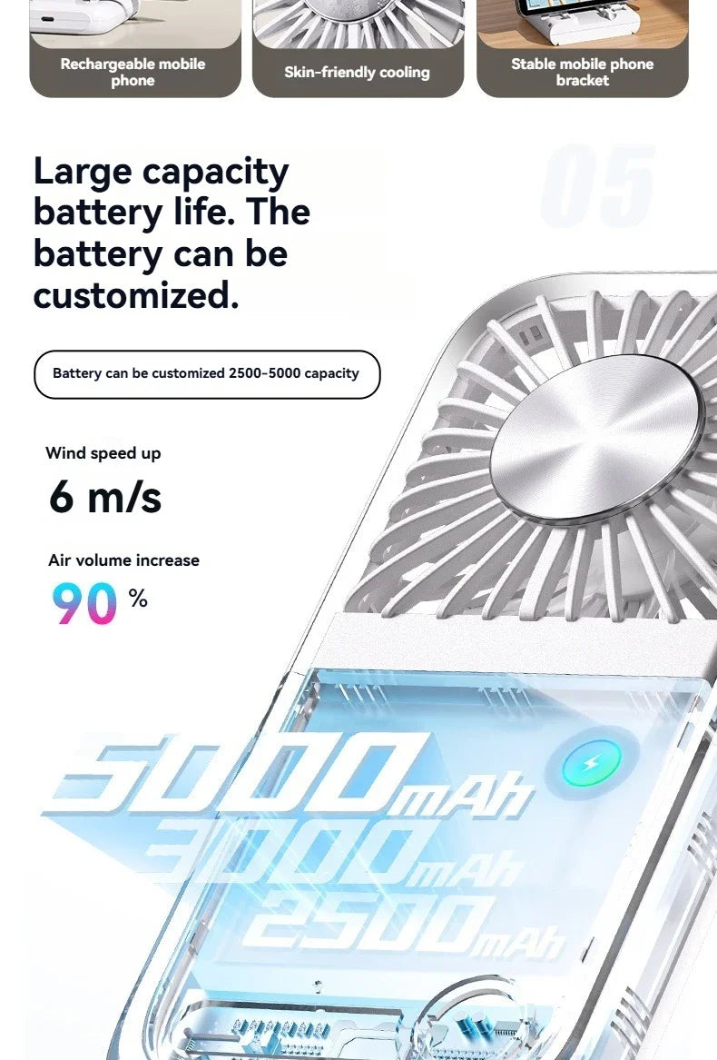 Summer Portable Ultra-thin Neck Small Fan F30 USB Charging Semiconductor Refrigeration Infinity Handheld Icing Fan