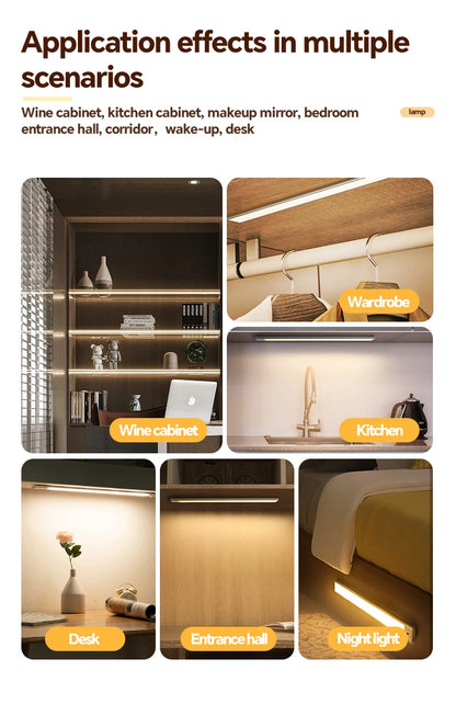 USB Rechargeable Motion Sensor LED Light, Black & White Available - Under Cabinet Lighting for Kitchen Home Indoor  LED Lighting