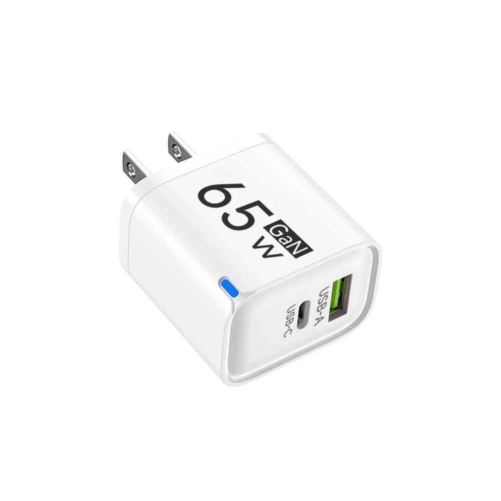 65W USB-C Fast Charger PD Type-C Dual Ports Mobile Phones Charging Adapter EU US UK Plug For iPhone Samsung Xiaomi