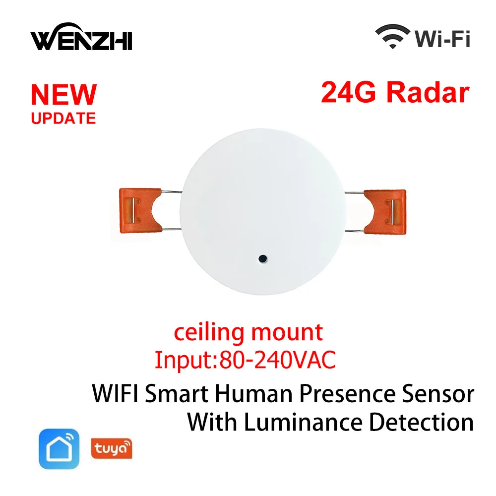ZigBee / Wifi MmWave Human Presence Motion Sensor With Luminance/Distance Detection 5/110/220V Tuya Smart Life Home Automation
