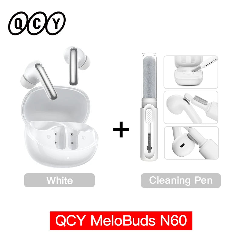 QCY BH25HT19A MeloBuds N60 Hybrid ANC Wireless Bluetooth 6.0 Earbuds LDAC Hi-Res Audio Dual Driver Headphone Bass Boost Earphone