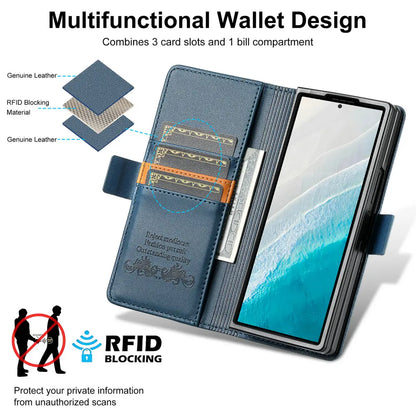 Luxury Leather Wallet Cover for Samsung Galaxy Z Fold 7 5G 2025 Flip Case Magnetic Book Business ZFold 3 4 5 6 Fold7 RFID Cover