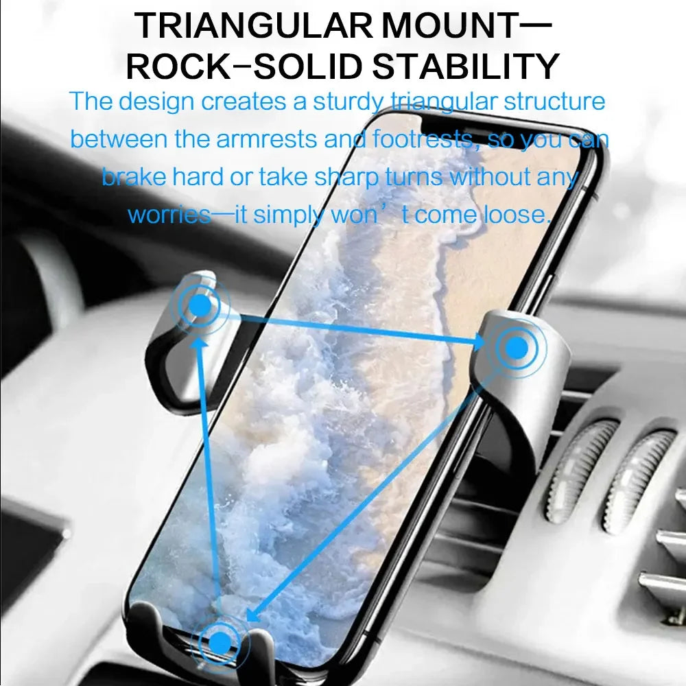 Car Phone Mount Gravity Phone Holder Air Vent Mount Anti Shake Stable Universal Car Holder One Hand Operation Automobile Cradle Compatible With Iphone Samsung Xiaomi Smartphone Auto Lock Ventilation Support Stand 360 Degree R