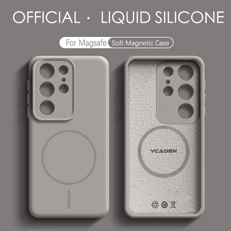 Solid Color For Magsafe Magnetic Wireless Charging Soft Silicone Phone Case For Samsung Galaxy S26 S25 Ultra  S23 S24 S22 Cover