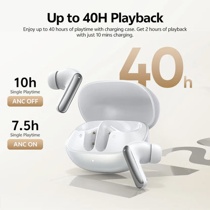 QCY MeloBuds N20 Adaptive Hybrid Noise Cancelling Earbud Wireless Bluetooth 6.0 Headphone 6 Mics Clear Call HT20 Earphone 40Hrs