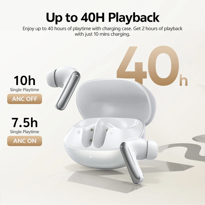 QCY MeloBuds N20 Adaptive Hybrid Noise Cancelling Earbud Wireless Bluetooth 6.0 Headphone 6 Mics Clear Call HT20 Earphone 40Hrs