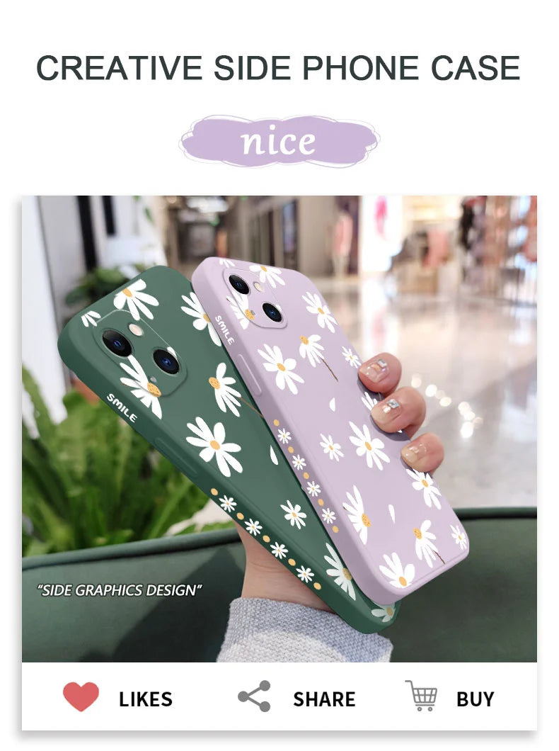 Plain Daisies Phone Case For iPhone 17 17 Air 16 16e 15 14 13 12 11 Pro Max Mini X XR XS MAX SE2020 8 7 Plus 6 6S Plus Cover