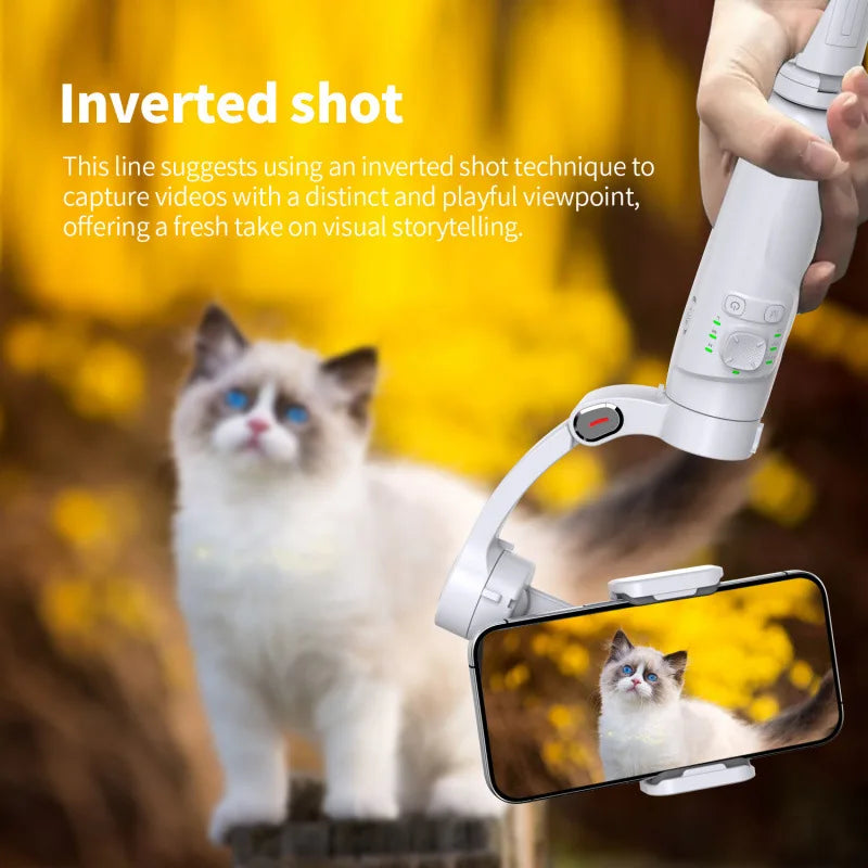 3-Axis Gimbal Handheld Self Stabilizer with Tripod Selfie Stick Vlog CellPhone Video Recorder for iPhone 17 Smartphone Mobile