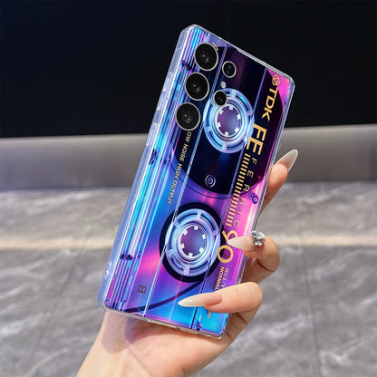 Neon Glow Cassette Clear Soft TPU Back Cover For Samsung Galaxy S26 S25 S24 FE A15 A55 A57 Shockproof Phone Case