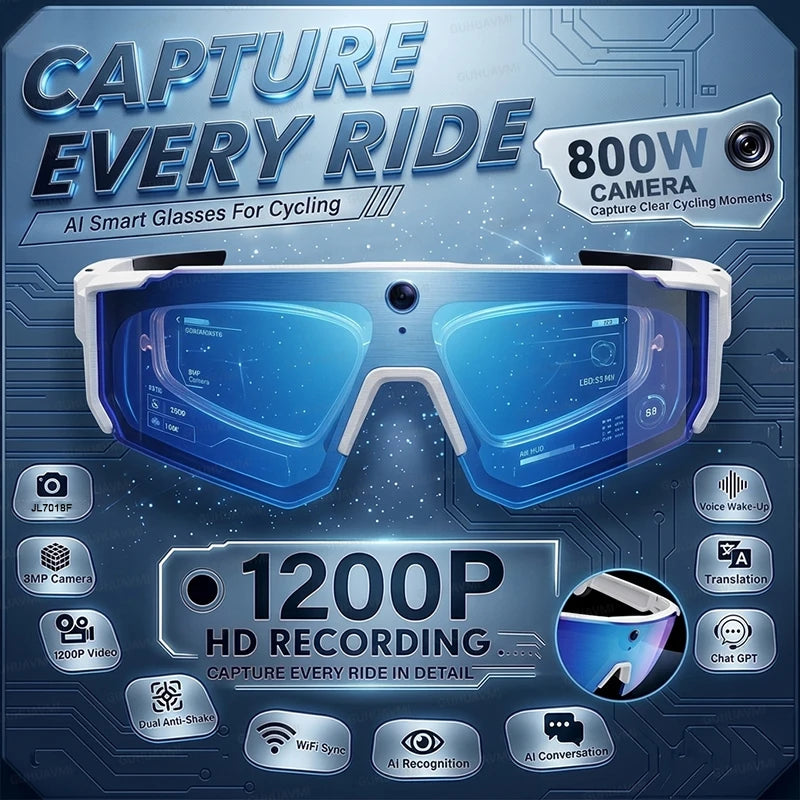 4K Polarized Sunglasses AI Smart HD 800W Camera Bluetooth Call Translation for Men Cycling Anti Glare Driving UV400 IP54 Goggles