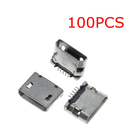 TZT 10pcs/100PCS Micro USB 5pin Female Usb Socket Flat mouth four legs socket mini usb connector