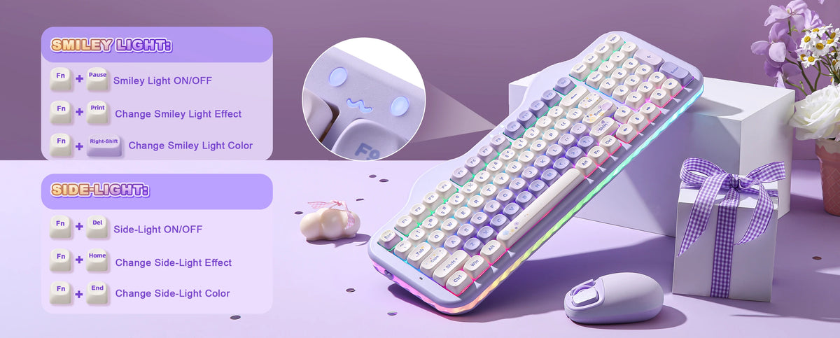 YUNZII C98 Wireless Mechanical Keyboard, 99-Key Hot Swap Gasket Keyboard with Numpad, Custom RGB Backlight,Cute Keeb for Win/Mac