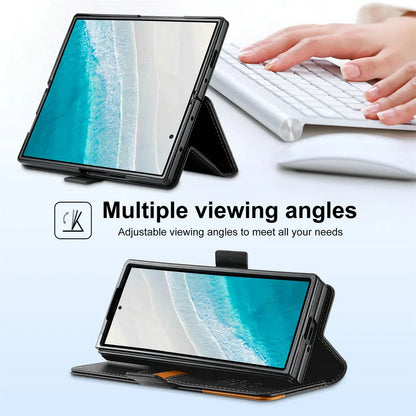 Luxury Leather Wallet Cover for Samsung Galaxy Z Fold 7 5G 2025 Flip Case Magnetic Book Business ZFold 3 4 5 6 Fold7 RFID Cover