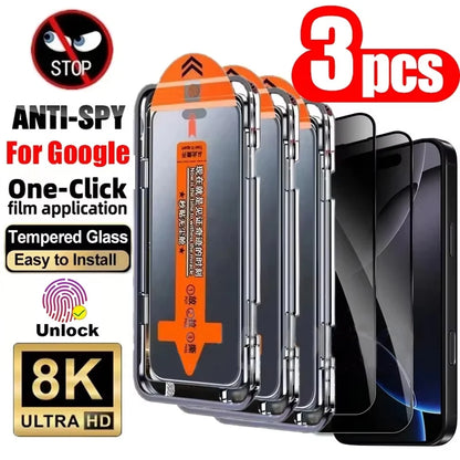 1-3Pcs For Google Pixel 10 9 Pro XL 9A Auto Install Privacy Screen Protector Google Pixel 8A 7A 6A 10 9 8 7 HD 8K Tempered Glass