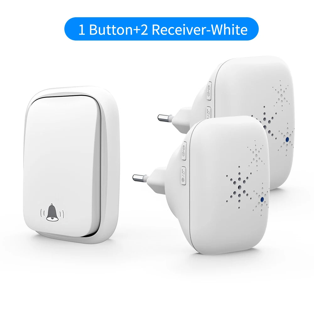 SIXWGH No Battery Self Powered Wireless Doorbell EU Plug Long Range Home Door Bell 38 Tunes 4 Volume Control