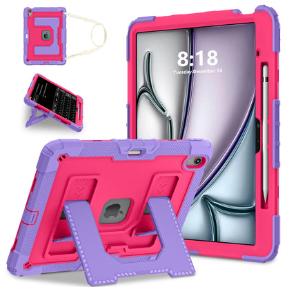 Heavy Duty Shockproof Case for iPad Air 13 11 M4/3/2 Air 4 5 Mini 6 A17 Pro Rugged Protective Cover with Pen Holder/Kickstand