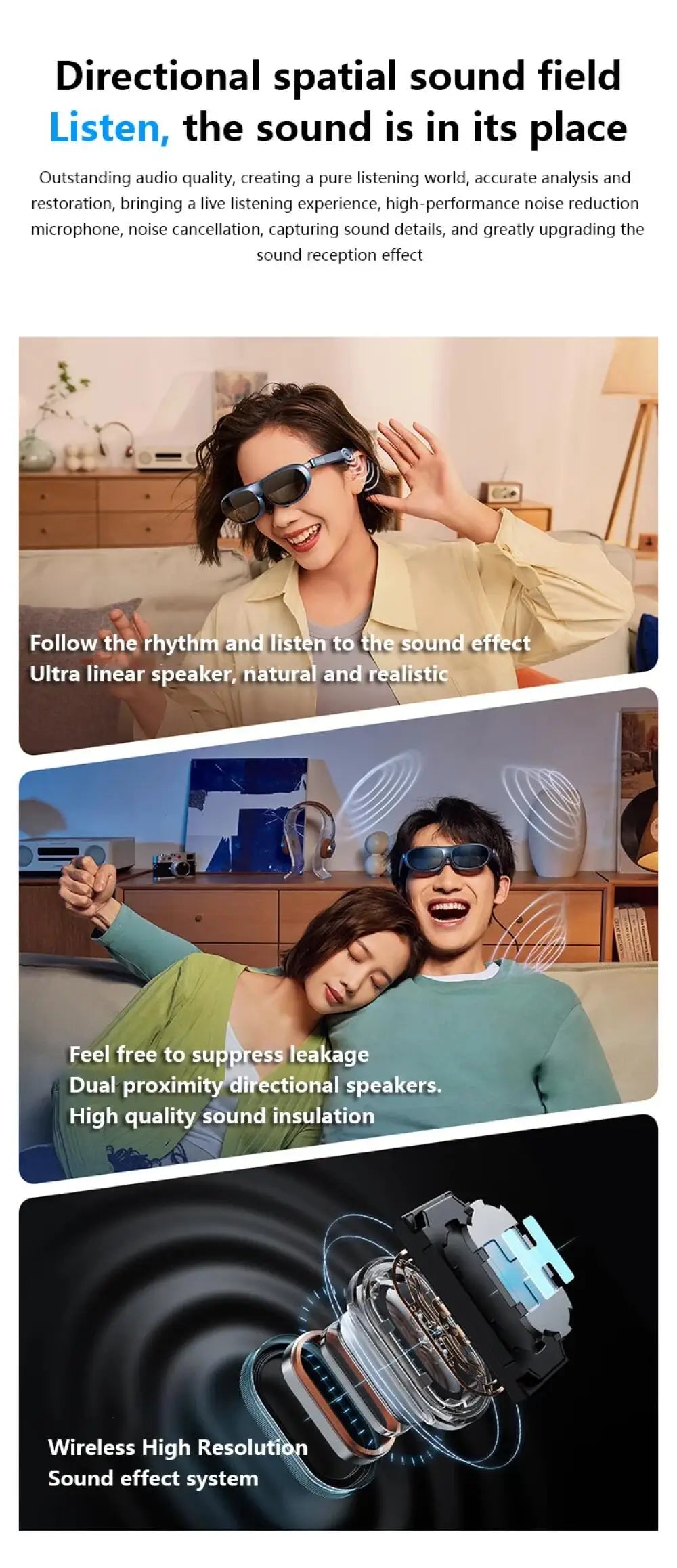 Rokid Max AR 3D Smart Glasses Station Overseas Global Version Micro OLED 215' Max Screen FoV Viewing For Video Games