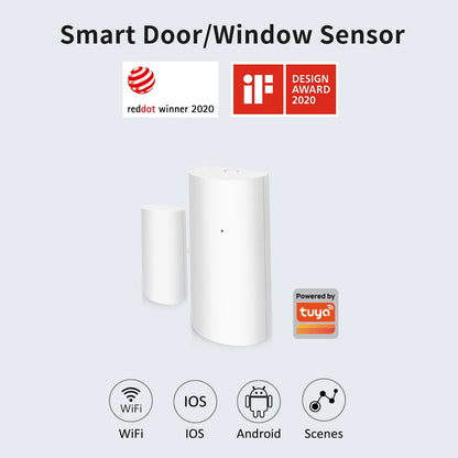 Tuya WiFi Smart Door and Window Sensor Wireless Contact Detector for Home Automation and Security System Door Sensor