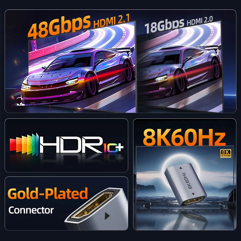 CABLETIME 8K HDMI 2.1 Extender Female To Female Converter Extension Adapter for Laptop PC TV PS3 PS4 Monitor Extension Adapter