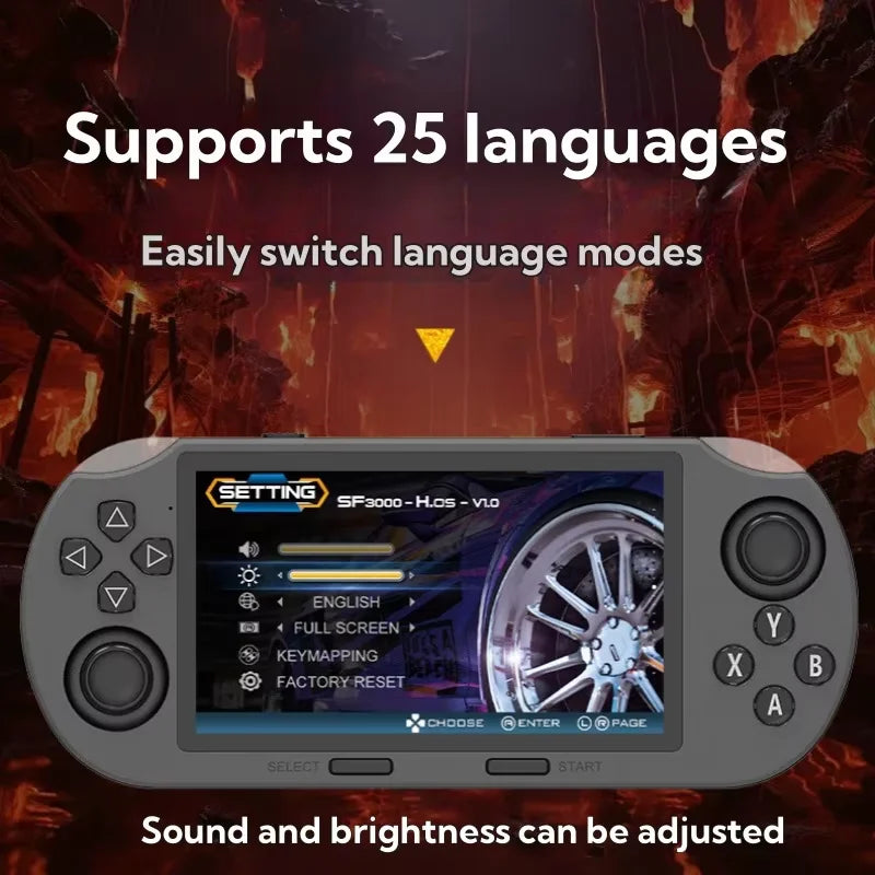 SF3000 Retro Handheld Video Game Console Games Pocket Player with 4.5 Inch IPS Screen 3000mAh Portable Linux System