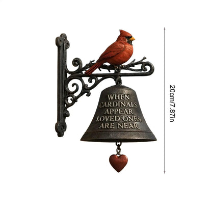Outdoor Red Bird GardenDinner Bells Rural Retro Wall Mounted Cast Iron Dinner Clock Metal Doorbell Crafts Wall Hanging Bird Bell