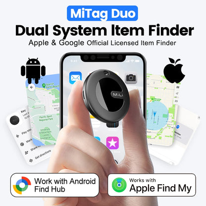 Dual System MiLi MiTag Smart Location Tag Bluetooth GPS Tracker Locator Keys Finder Works With Apple Find My & Google Find Hub