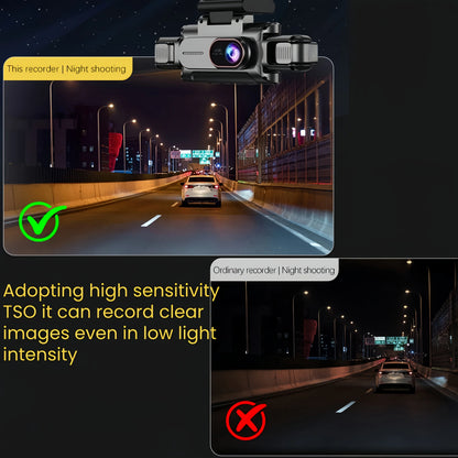 3-4 Channel WiFi Dash Cam, 1080P Full HD, APP WiFi Control, 3.5" Screen, HD Night Vision, 24H Parking Surveillance