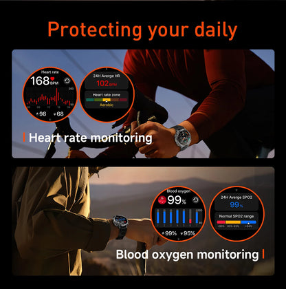 LIGE TANK Ultra 1400mAh Battery Military Smart Watch 10ATM Waterproof Heart Rate Flashlight Sports Bracelet Smartwatch Men Lady