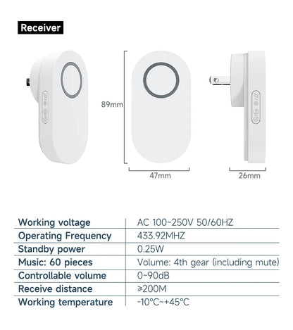 Hococa US/EU/UK Plug Outdoor Wireless Doorbell 60 Songs Melodies Waterproof Welcome Door Bell 200m Remote Call Bell With Battery